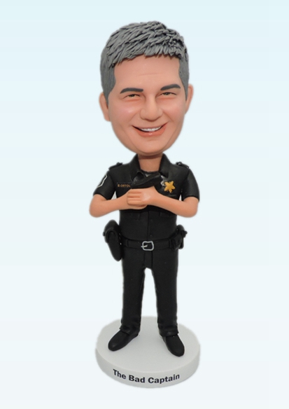 Custom bobbleheads police officer with gun - Click Image to Close
